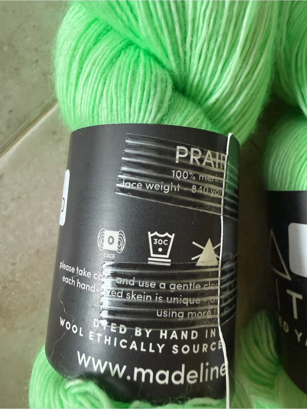 Mad Tosh Yarn Skeins in Bright Mint Green - 2 Hanks